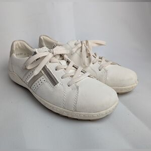 REMONTE R1432 Soft Women Shoes 6 White Zipper And Laces Closure Comfy